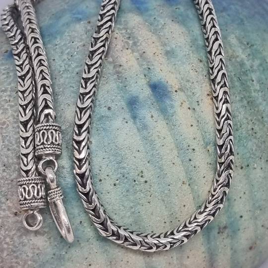 Sterling silver heavy woven chain, 45cms long