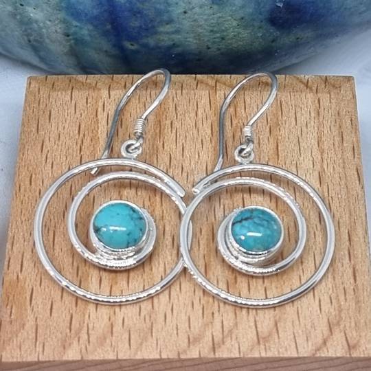 Turquoise sterling silver spiral earrings