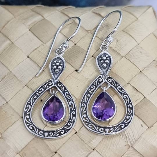 Sterling silver fabulous amethyst earrings