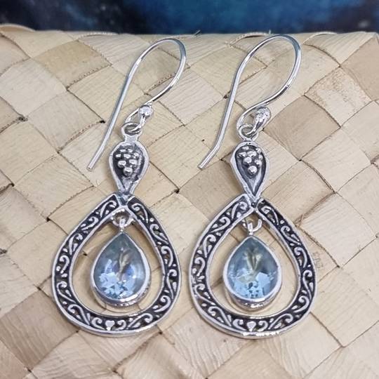 Sterling silver fabulous blue topaz earrings