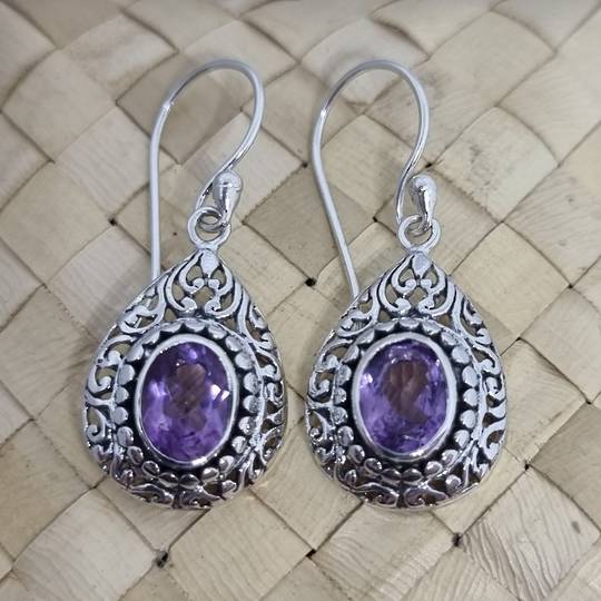 Sterling silver fabulous amethyst earrings