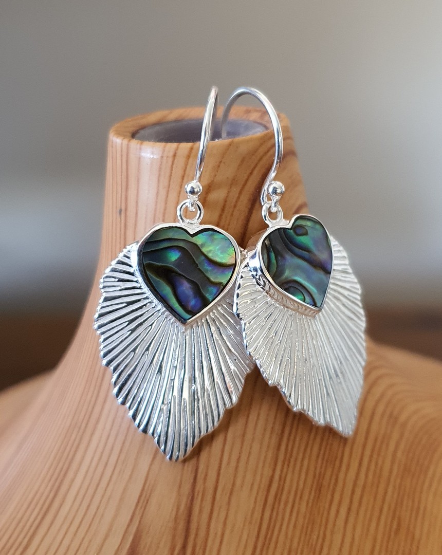 Leaf shape paua shell earrings