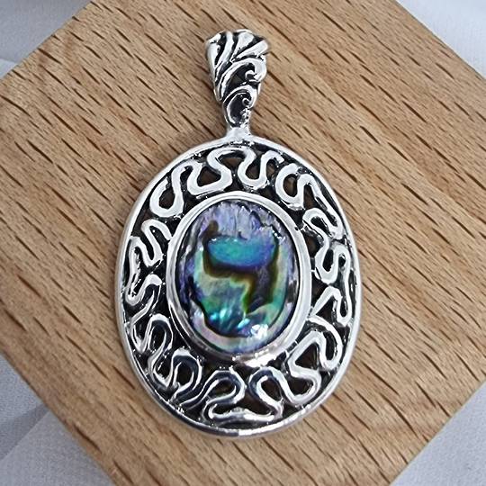 Sterling silver paua shell pendant
