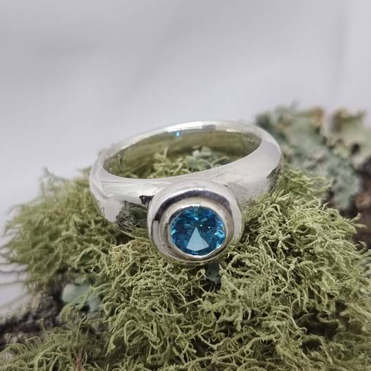Sterling silver blue topaz ring - made in NZ