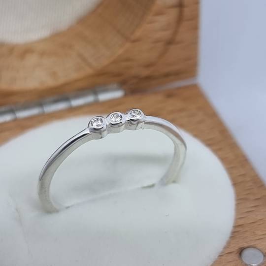 Sterling silver stacking ring with sparkling cz gemstones