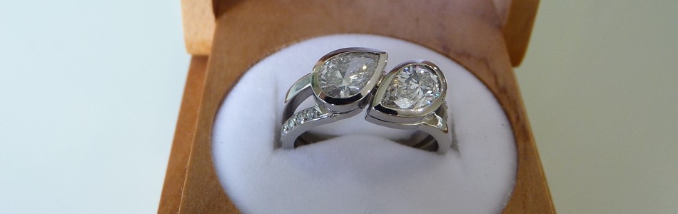 palladium pear diamond wedding band rings SSJ
