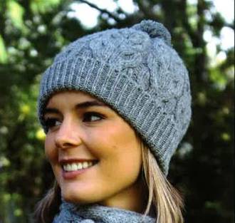 Lothlorian 100% Lambswool Merino Cable Hat - Grey *HAT ONLY*