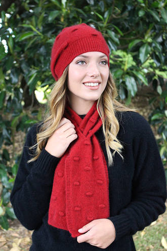 Lothlorian Possum Bobble Keyhole Scarf - Red *SCARF ONLY*