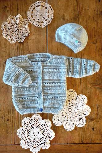 Baby Cakes Carmel Cardi and Hat  4 ply