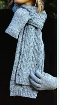 Lothlorian 100% Lambswool Merino Cable Scarf - Grey *SCARF ONLY*