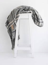Wool Twill Blanket - Grey Check