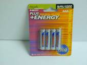 Plus Energy 4 Pack Rechargable AAA Batteries