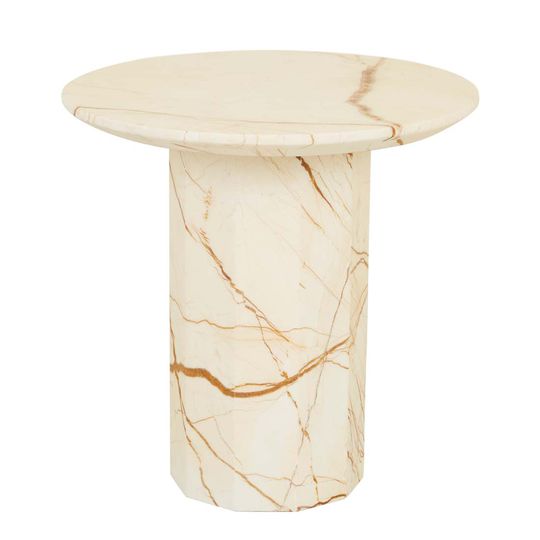 Atlas Decagon Side Table - Matt Brown Vein Marble
