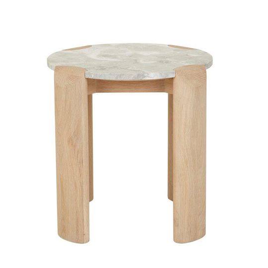 Willa Marble Side Table - Grey Marble/Light Oak