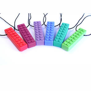 Brick Stick Textured Chew Necklace (Teal) Xtra Tough