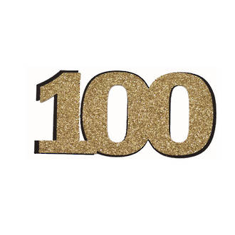 100th Glitter Gold Cake Topper (Card 85x70mm)