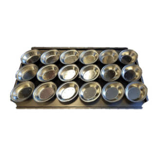 Palletized Pie Tins, (18) Oval 130x105x29mm, Tray size 720x405mm