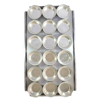 Palletized Pie Tins, (18) Round 113x31.5mm, Tray size 720x405mm