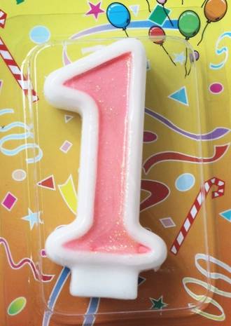 Candle Glitter Pink Number #1 (80mm)