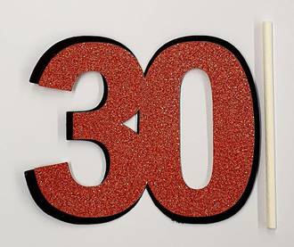 30th Glitter Copper Cake Topper (Card 90x70mm)