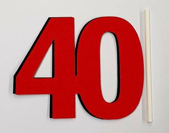 40th Glitter Red Cake Topper (Card 90x70mm)