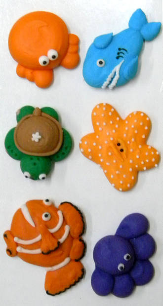 Sea Collection, 2D Assorted Icing Items (Retail Box of 6)
