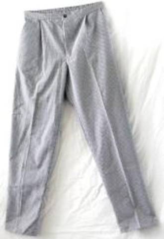 Blue/White Check Trousers, elastic top with drawstring