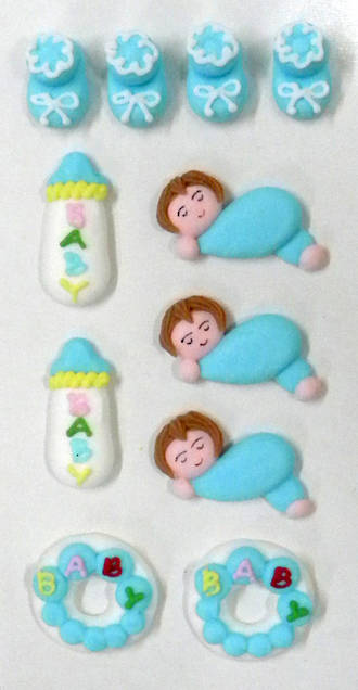 Baby Boy Collection, 2D Assorted Icing Items (Retail Box 11)