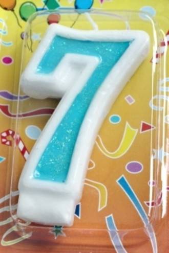 Candle Glitter Blue Number #7 (80mm)