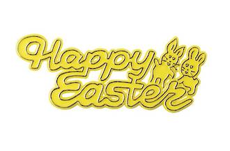 Happy Easter Plastic Motto, 75mm (Yellow)