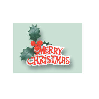 Merry Christmas Motto & Holly, 95mm