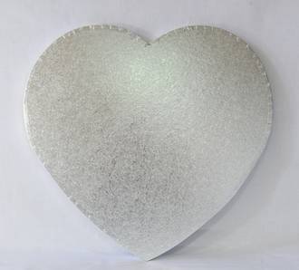 Polystyrene Cake Board, Heart, Silver Covered, 18" (450mm)