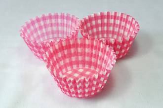 Cupcake Paper Cases Gingham Pink 44x30mm (500)