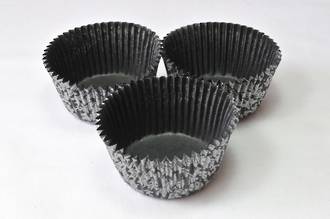 Large Muffin Paper Cases High Tea Black/Silver 55x 36mm (500)