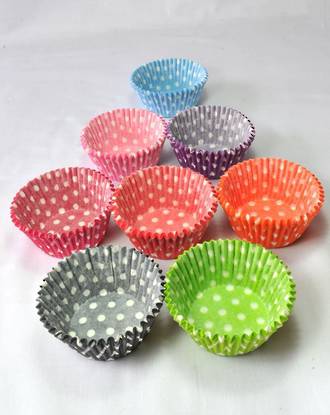 Large Muffin Paper Cases Multi-Coloured Polka Dots 55x36mm (500)