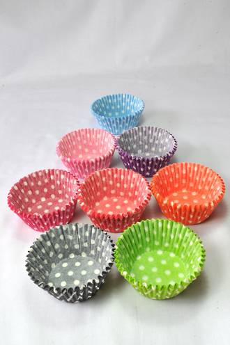 Cupcake Paper Cases Multi-Coloured Polka Dots 44x30mm (500)