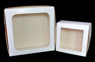 Cake Boxes 9 x 9 x 4 inch with window,  229 x 229 x 102mm, Bundles of 100