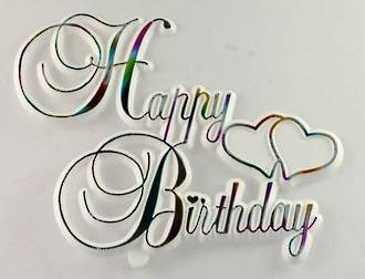 Happy Birthday Motto, Multi on white, 100mm (6) - SOLD OUT