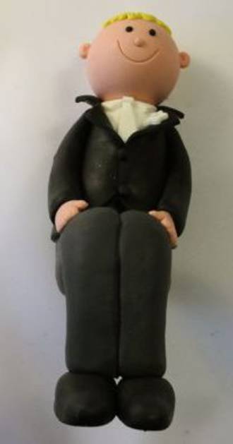 Claydough Seated Groom Blonde Hair, 120mm