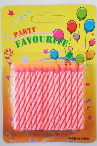 Candle Candy Striped Pink 60mm (24)
