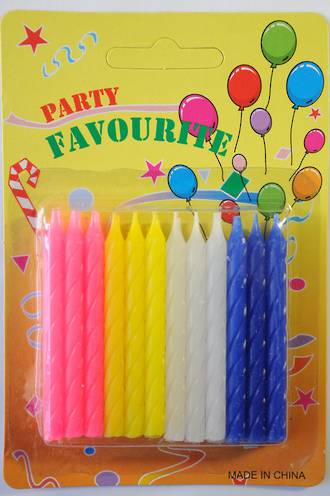 Candle Twist Assorted Colour 60mm (24)
