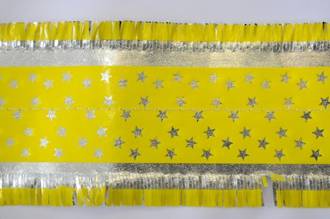Star Pattern Frill 7m x 76mm wide Silver on Yellow