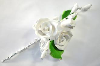 Icing Tea Rose Spray, White 120mm, (Box of 3) - SOLD OUT