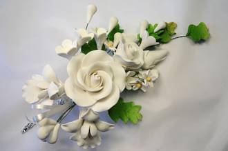 Icing White Tea Rose Large Spray, 160mm