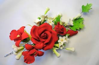 Icing Red Tea Rose Large Spray, 160mm