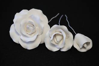 Icing Rose Mix White, 35mm, 55mm, 85mm flowers (Box 15)