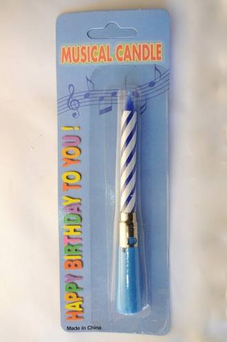 Candle Musical Happy Birthday Blue  (110mm)