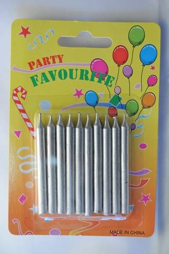 Candle Straight Silver Plain 60mm (10)