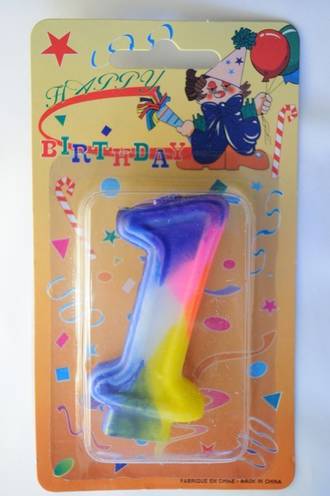 Candle Rainbow Numeral 1 (75mm) - 350 LEFT