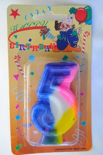 Candle Rainbow Numeral 5 (75mm)